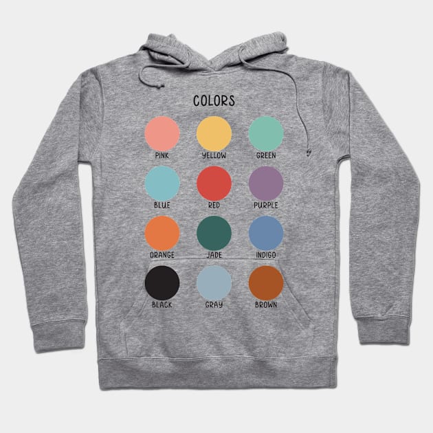 Color Educational Art in Muted Boho Rainbow for Kids Hoodie by hwprintsco